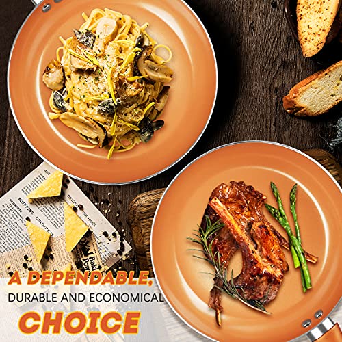 Clockitchen Non Stick Pots and Pan Set, 10pcs Cookware Set with Ceramic Coating, Non-toxic Cooking Pot, Compatible with All Stoves, Copper - Image 3