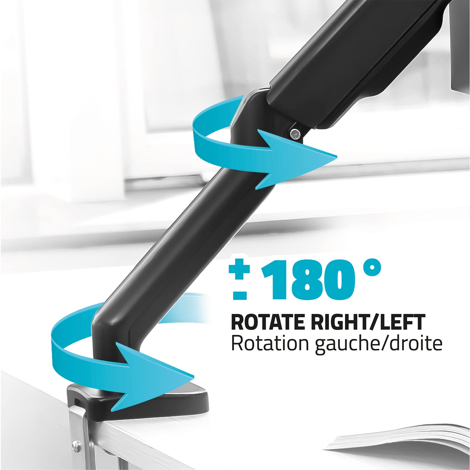 AD ADVANCE - Support Ecran PC Vesa 17 à 32 Pouces | Bras Articulé Ecran PC pour Moniteur | Vérin à gaz | Charge 2 à 9 kg | Hauteur & Inclinaison Ajustable | Rotation à 360