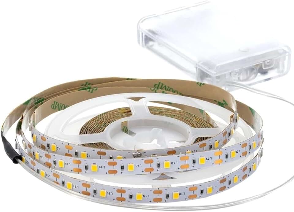 Fita de Led C/ 5 Metros Alimentação à Pilhas 200 Leds Autoadesiva Cortável Emendável Luz Branca ou Amarelada (Branco-Frio)