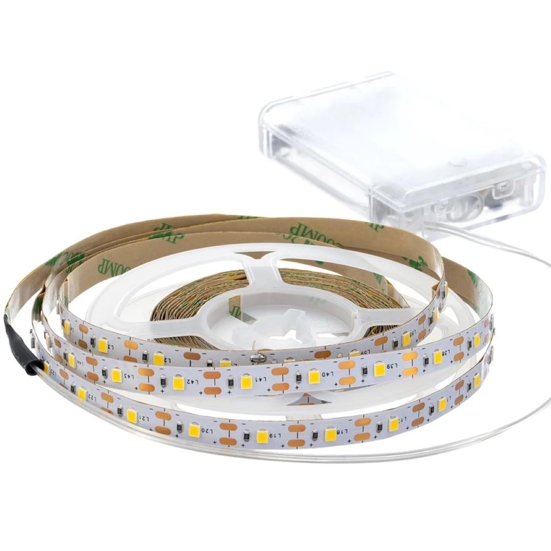 Fita de Led C/ 5 Metros Alimentação à Pilhas 200 Leds Autoadesiva Cortável Emendável Luz