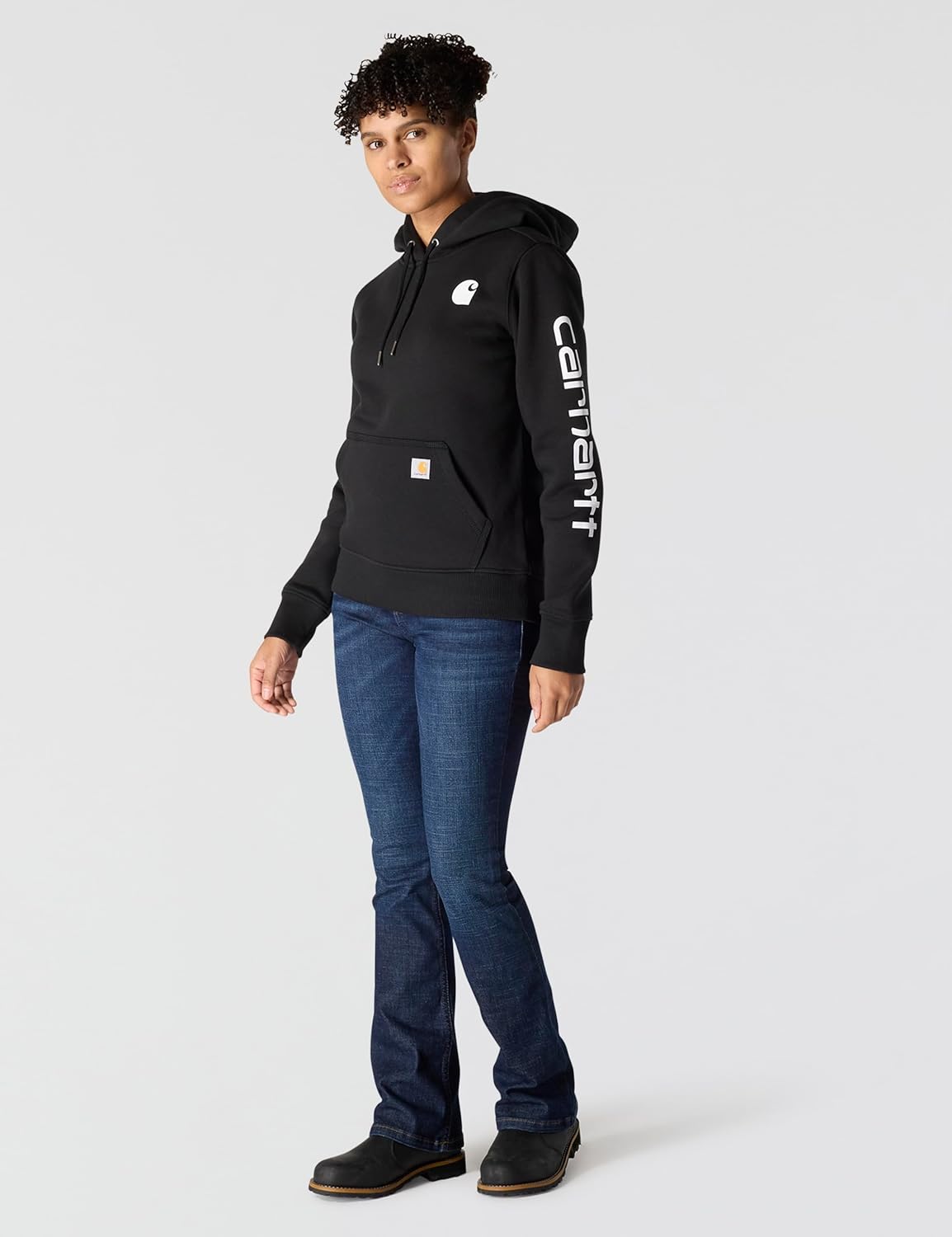 Carhartt Women's Relaxed Fit Midweight Logo Sleeve Graphic Sweatshirt - Image 4