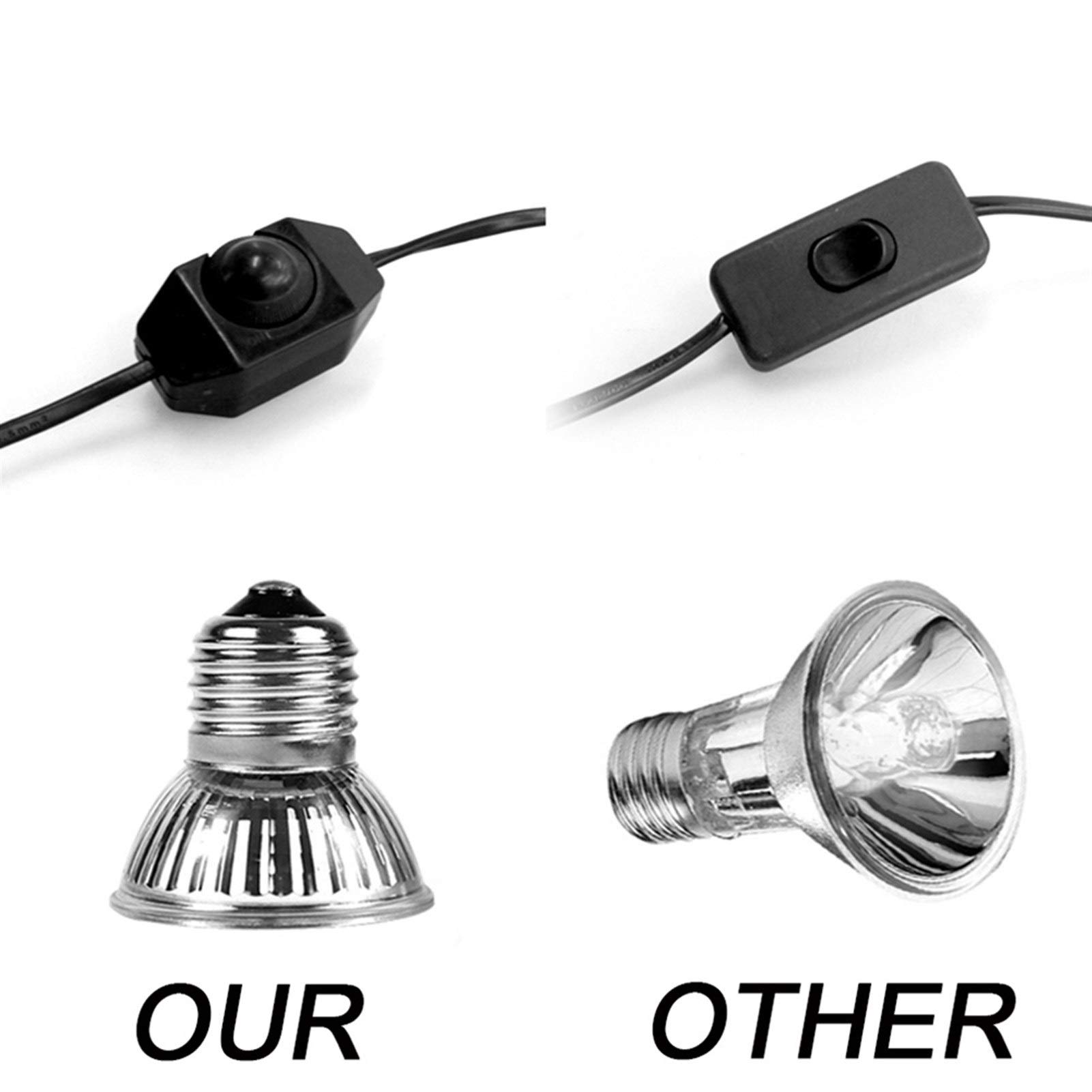 Riscaldatore per Animali Domestici 25W 50W del Rettile della Lampada di Calore della Lampada di Clip con portalampada UVA UVB Basking Lampada for rettili Lizard Turtle Snake Acquario