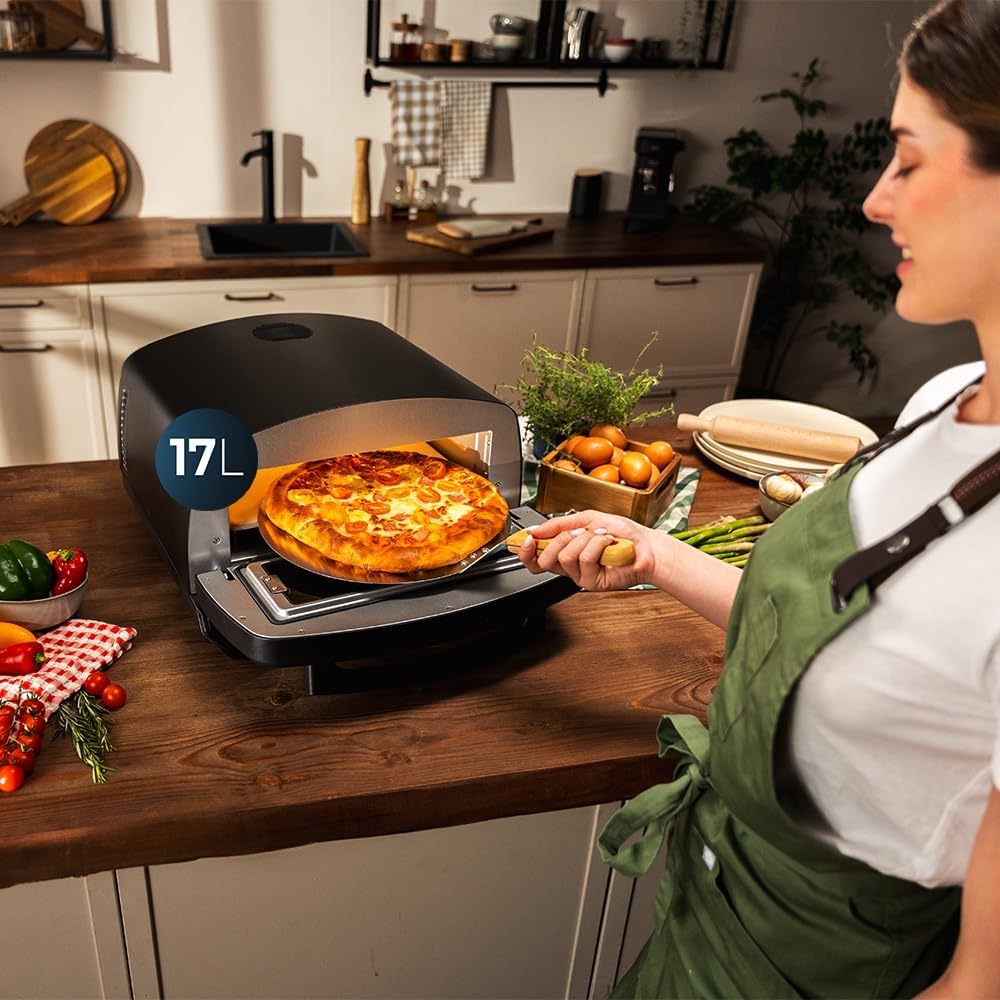 Cecotec Forno Pizza Elettrico, Forno da Tavolo Pizza&Co 500 max.2200 W, 13 Litri, Display LED, Temperatura 60°-500°C, Funzioni Speciali, Doppia Resistenza, Dimensioni Pizza 13", Accessori Inclusi