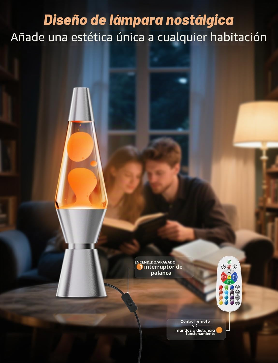 AONESY Lámpara de Lava, Lámparas de Lava para el Alivio del Estrés y Relajación, Lámpara Retro de Decoración del Hogar, Lámpara de Lava de 17 Cambios de Color Grande con Control Remoto para Adultos y