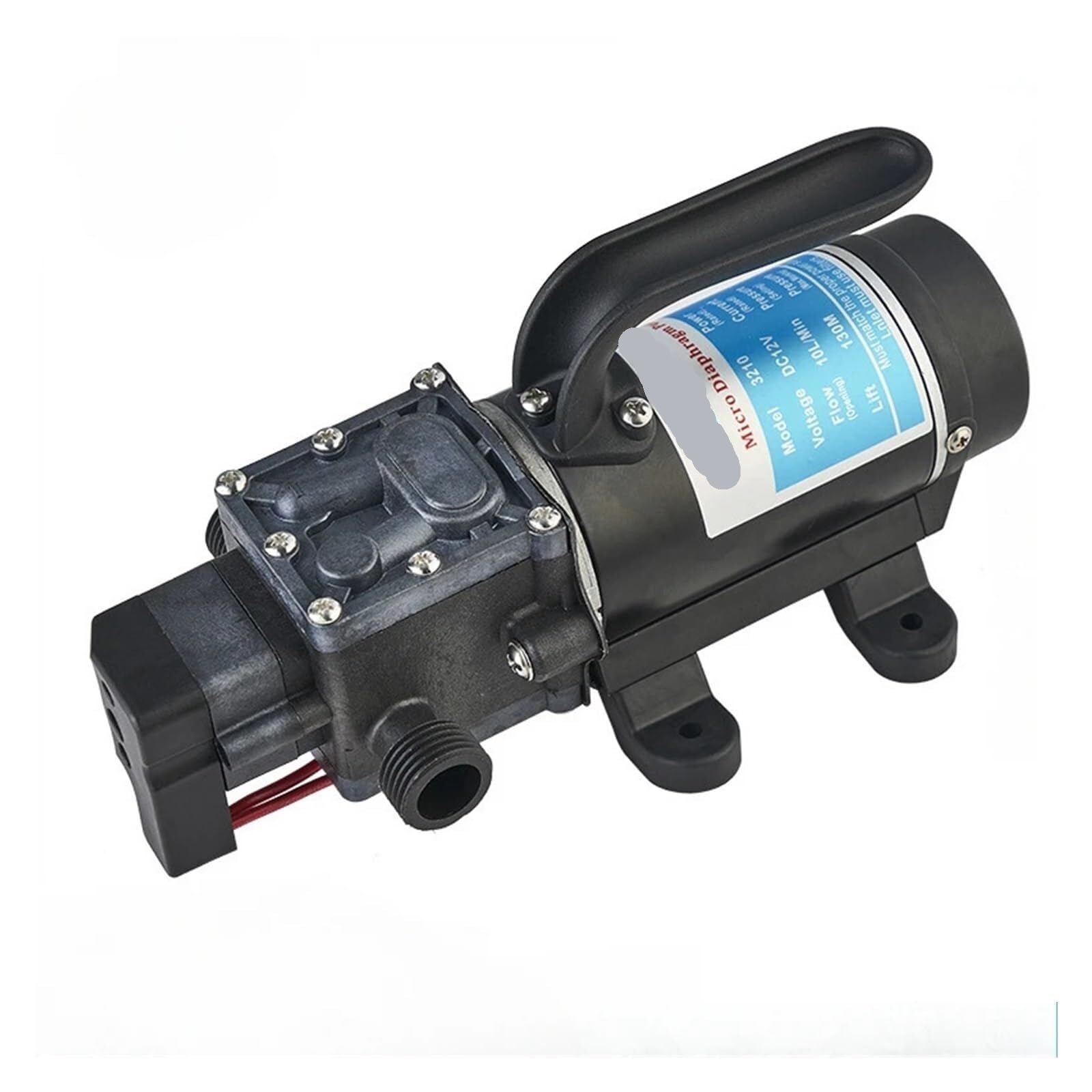 Diaphragm Pump, Peristaltic Pump 12V 120W 130PSI 10L/Water Diversion High Pressure Diaphragm Self Priming Spray Car Wash(Pressure Switch Type)