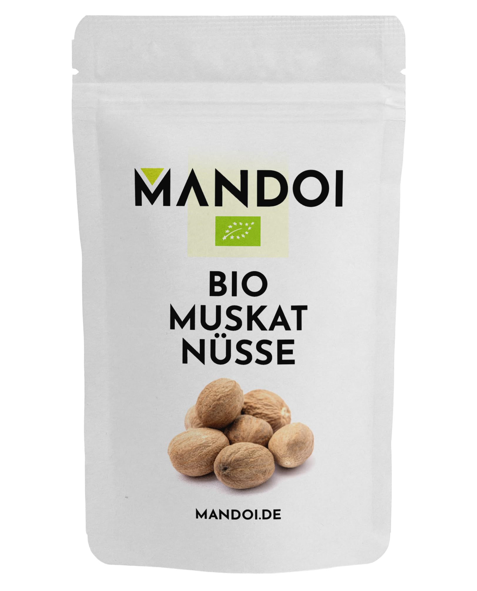 Mandoi BIO Muskatnuss ganz 12 Stück, Muskat Nuss handverlesen. Organic Nutmeg
