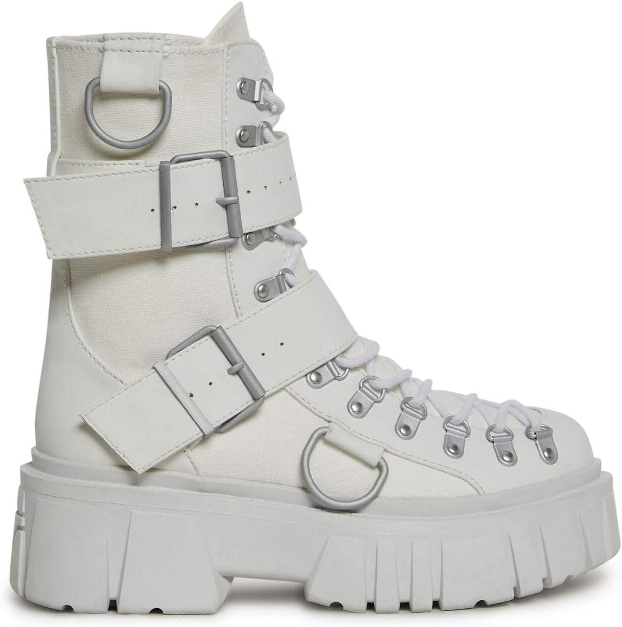 Dolls Kill Low Traitor Boots by Club Exx – Chunky Vegan Leather Boots with Buckles, D-Rings & Side Zipper