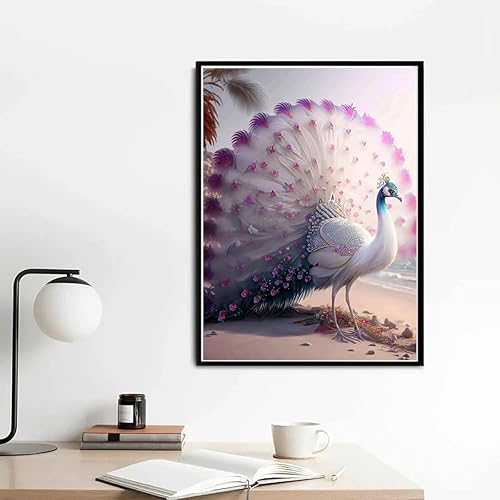Miniatura 3 de YEEIFFD Kits de pintura de diamantes 5D de pavo real para adultos principiantes, pintura artística de diamantes de pavo real con diamantes, pintura