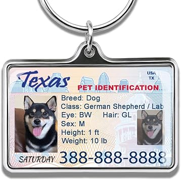 Custom Dog Driver License Tag for Pets - Personalized Pet ID Tag with Photo, Name & Phone - Novelty Gift for Dog & Cat Lovers, All 50 States, 1 x 1.5 in Best for Indoor Small Pets