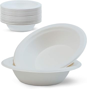 Green Earth Compostable Bowls 12 oz 250 Count Natural Bagasse Fiber