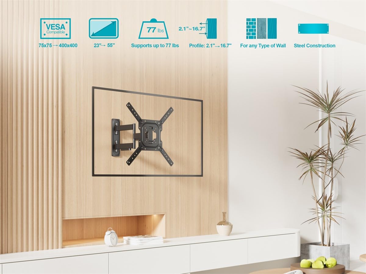 テレビ壁取付けブラケット　Monoprice 　フルモーション Amazon | MOUNTUP テレビ壁掛け金具 テレビアーム 26～55インチ 耐荷重