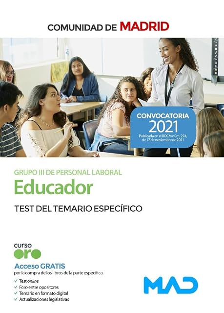 Portada de Educador de la Comunidad de Madrid. Test del Temario específico