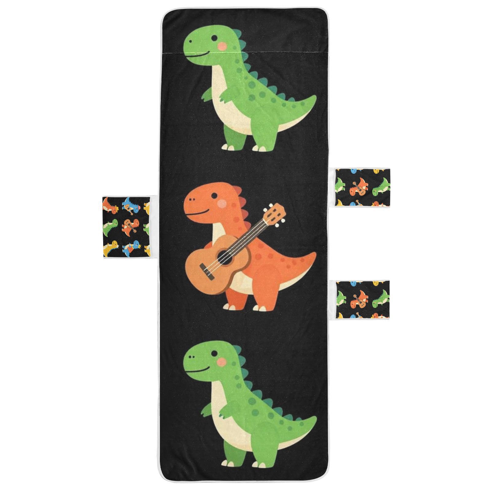 FRODOTGV Ręcznik na krzesło ogrodowe 215 cm x 76 cm | Antypoślizgowa górna kieszeń pojedyncze opakowanie można prać w pralce plaża dinozaur muzyka kowboj