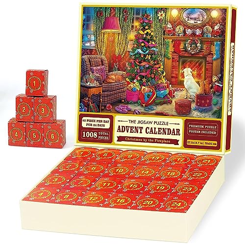 Rompecabezas de Adviento de 1008 piezas: calendario de Navidad y cuenta regresiva festiva