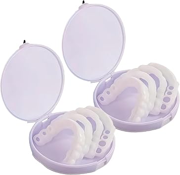 Pcs 2 for Teeth Adjustable Temporary Kit Denture, Set Veneer Comfort Fit Flex for Upper Teeth & Lower, Smile Instant Solution, Odor-Free Soft, Includes Box Storage
