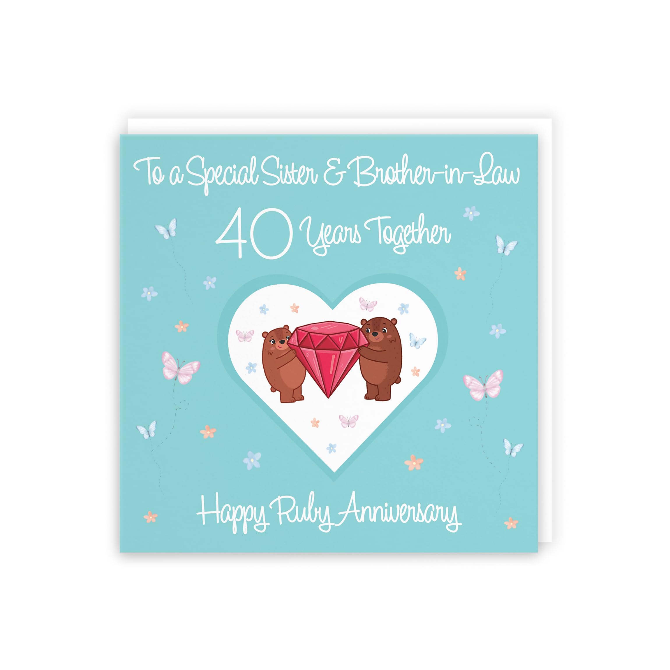 Hunts England, Sister & Brother-in-Law 40th Anniversary Card, 40 Years, Ruby Anniversary, Romantic Meadows, Fun Card - Image 3