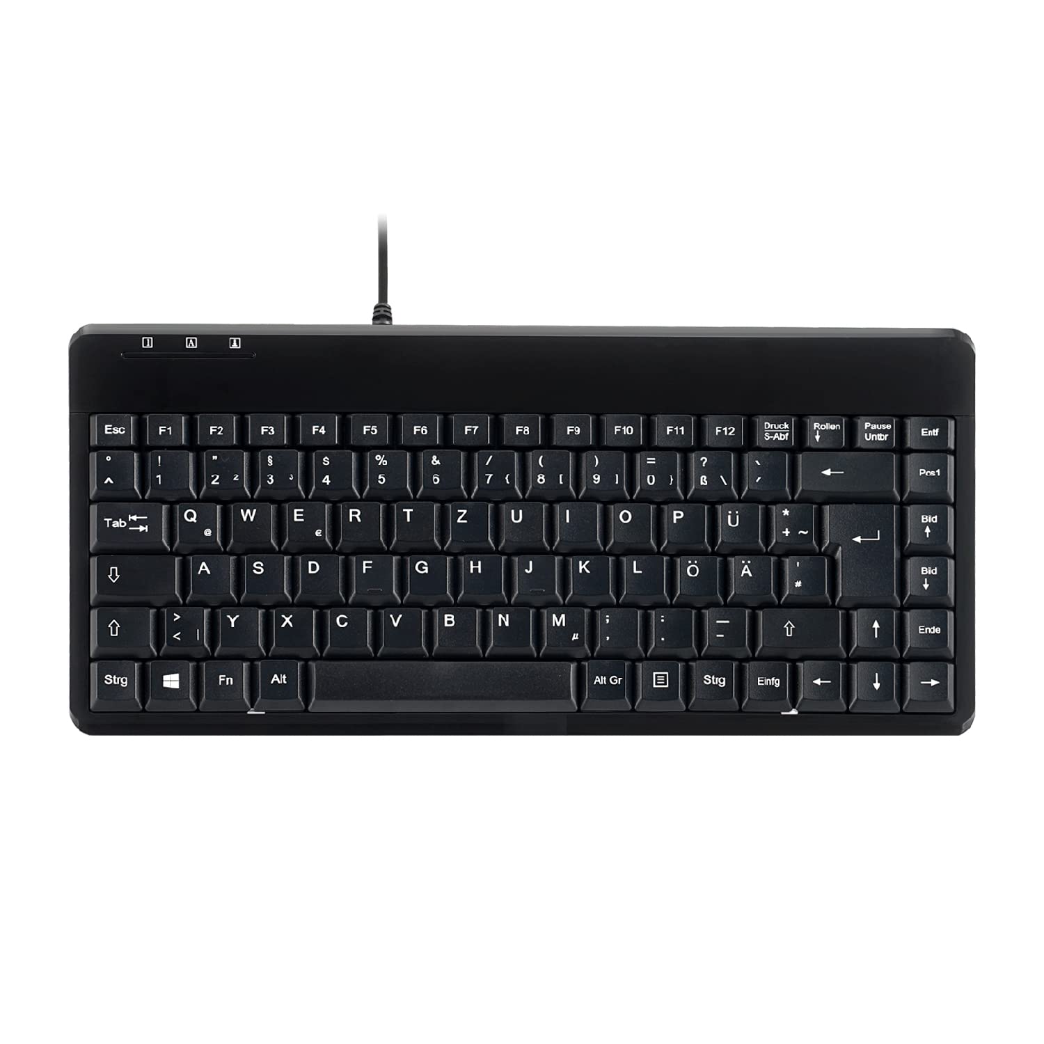 PERIBOARD-409 P Compact Mini PS/2 Wired Keyboard - 315 x 147 x 21 mm - 1.80 m Cable - QWERTZ German Layout
