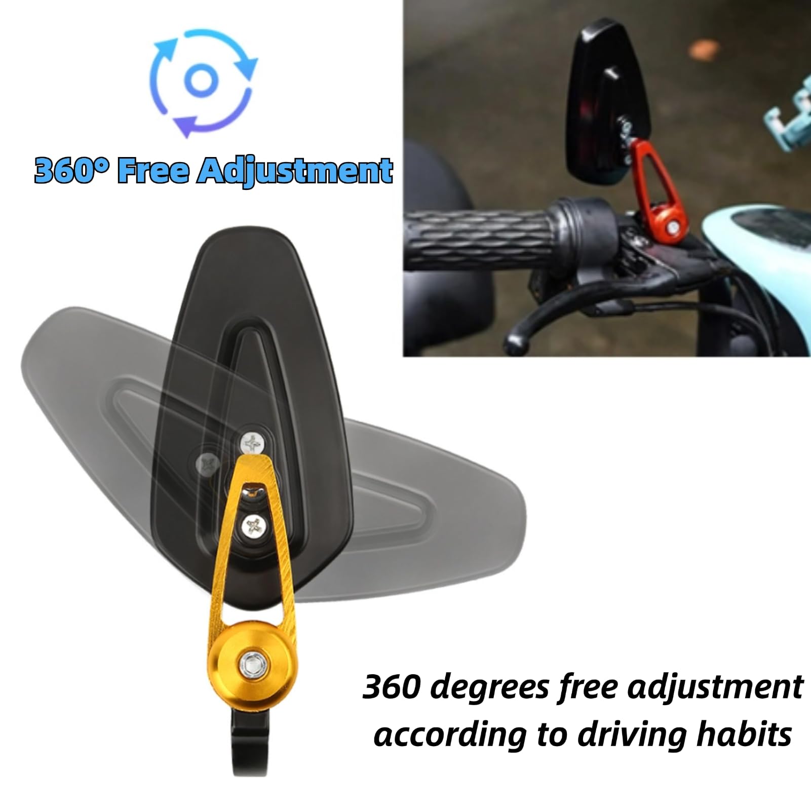 Uniwersalne boczne lusterko wsteczne motocykla Motocykl ze stopu aluminium 7/8 "22 mm boczne lusterka wsteczne (czerwone)