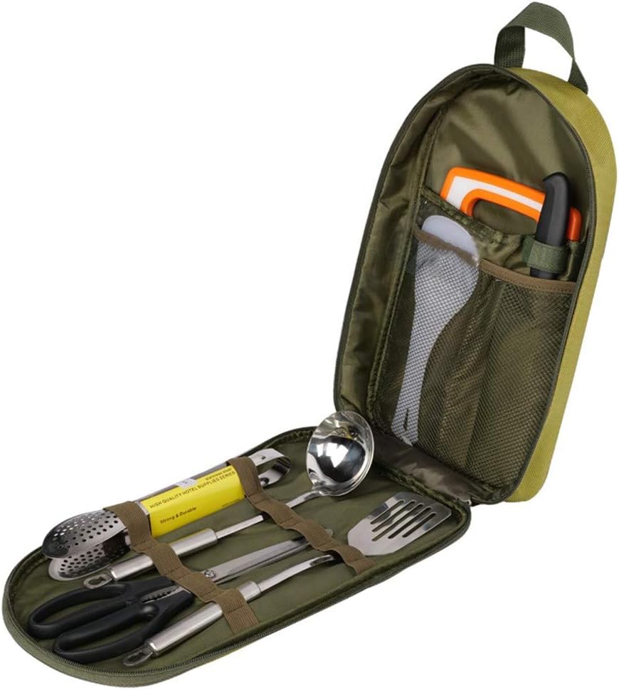 Portable Outdoor Kitchen Supplies Portable cookware Storage Bag Eight-Piece Set Used for Camping Hiking Traveling Barbecue