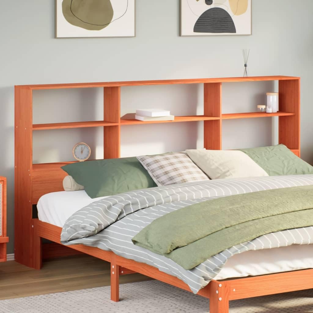 Homgoday Cabecero con estantes marrón cera 180 cm madera de pino, cabecero cama doble, respaldo para cama y sofá modelo 855653IT