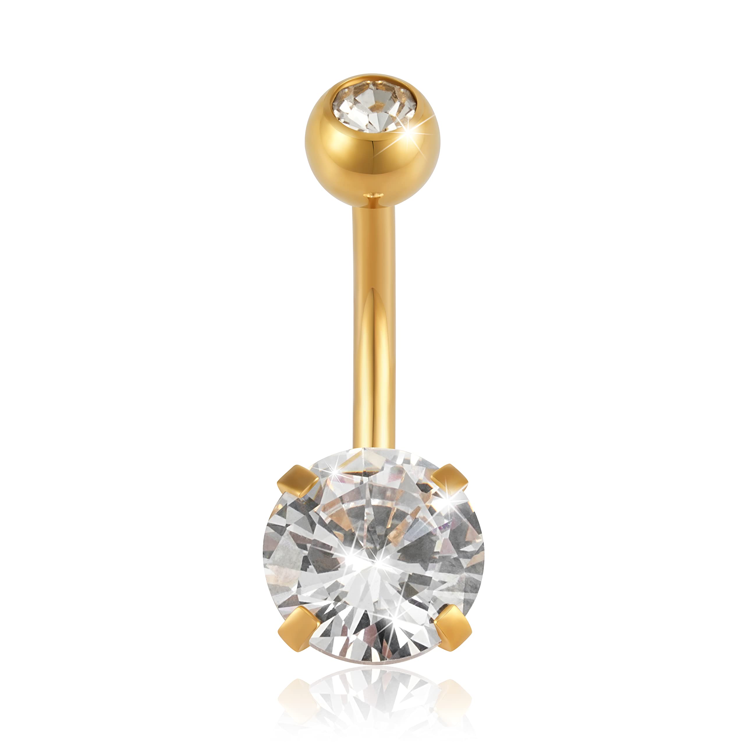 GD GOOD.designs Good.Designs Surgical Steel Navel Piercing I Piercing for Women with Zirconia Stone and Crystal