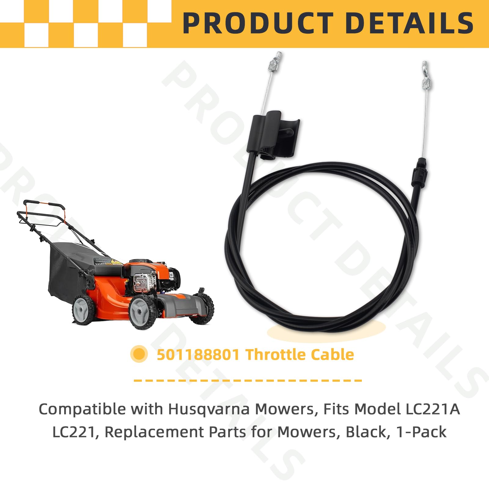 2PK For Husqvarna L 221A, L221AK, LC221A Drive Cable 21 Eff Awd