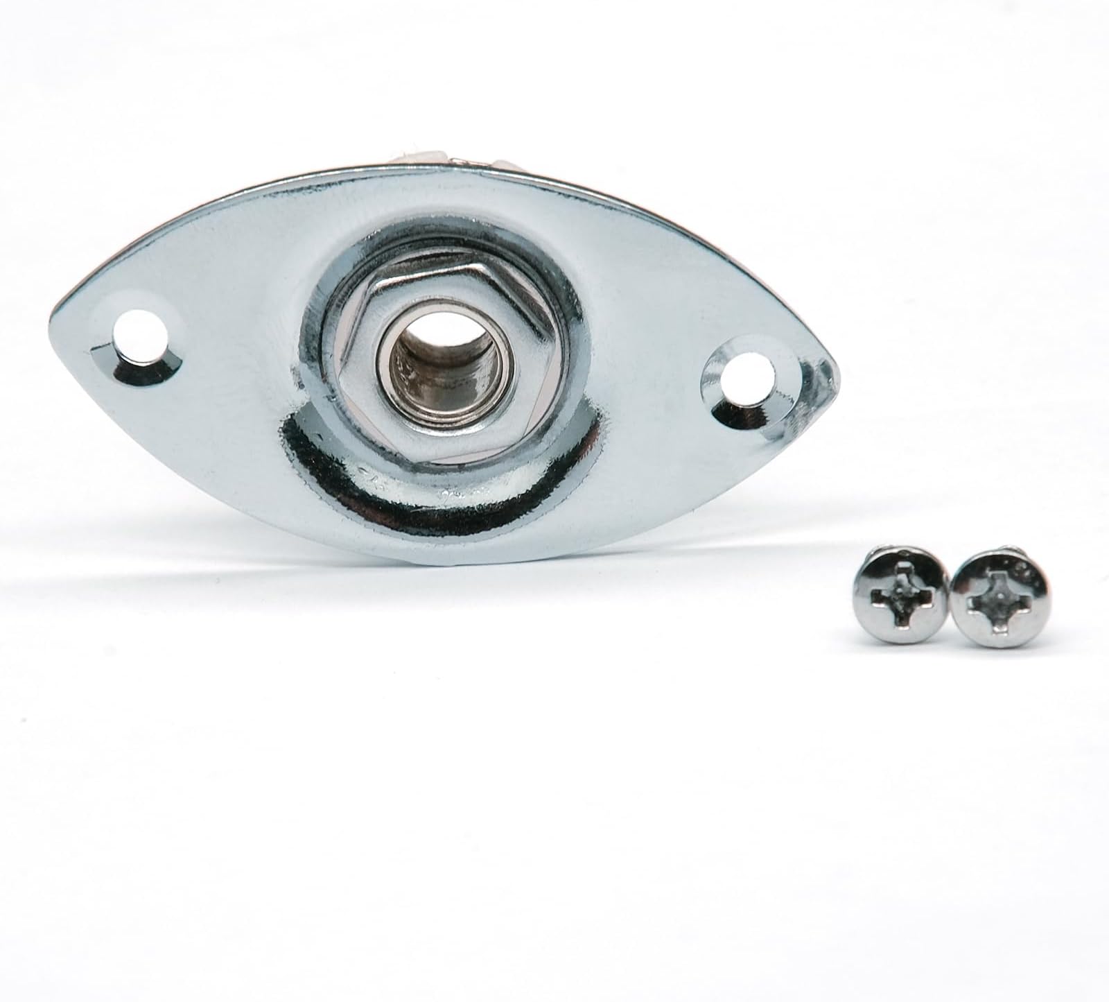 Musiclily Ovaal Jack Plate Plaat voor Elektrische Gitaar, Chroom (2 Stuks