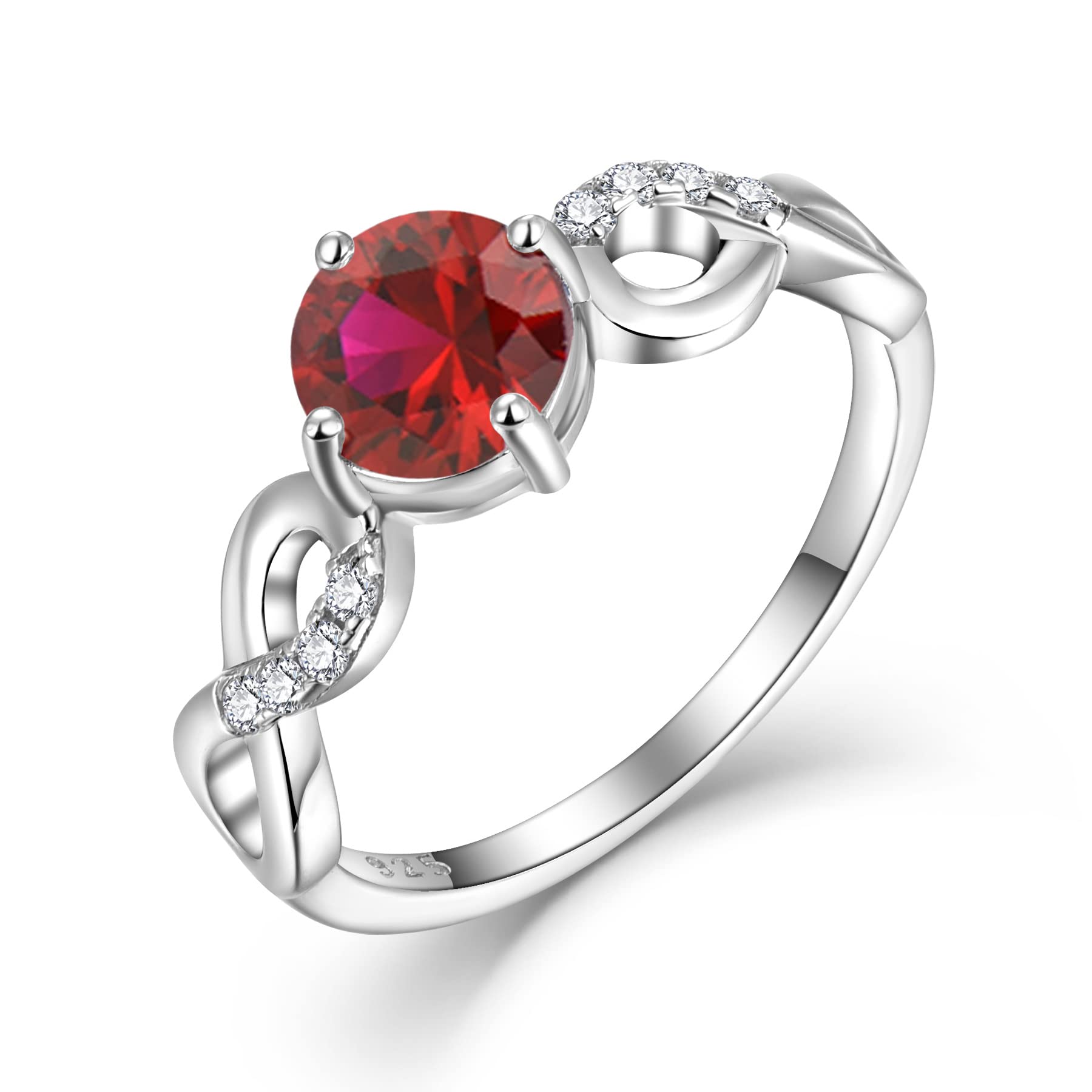 starchenie Anillos infinitos Anillo de Cmpromiso de plata de ley 925 con Circonita Cúbica Anillos de Piedra Natal para Mujer