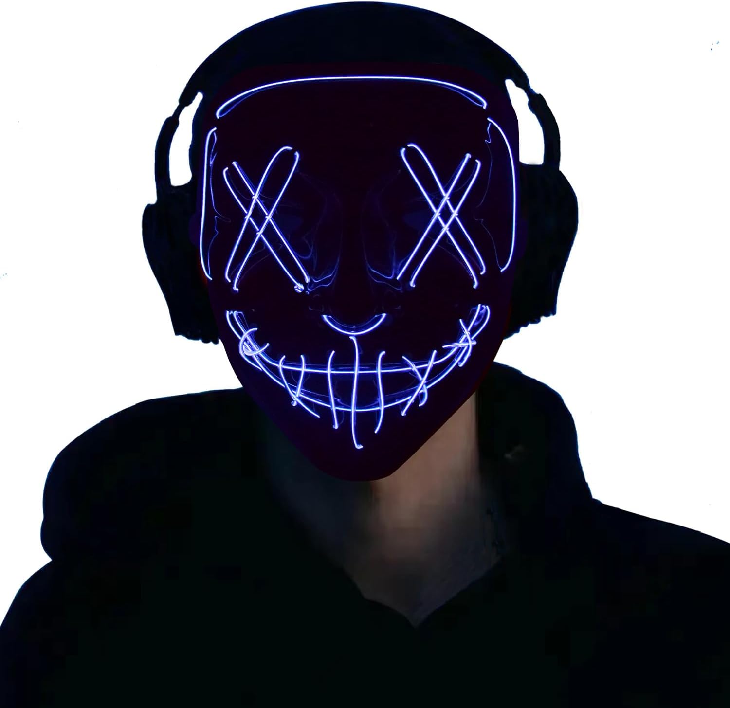 Halloween Scream Mask Sary Masque LED Light Up Masks Purge Ghost Face Cosplay Party Costume for Men Women Boys Kids Adult Halloween Scream Mask Sary Masque LED Light Up Masks Purge Ghost Face Cosplay Party Costume for Men Women Boys Kids Adult