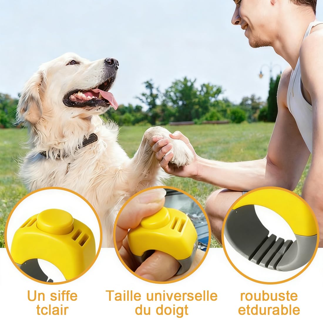 Clicker per Addestramento Cani e Gatti, con Anello per Dita, Accessorio per Addestramento Animali, Clicker Compatto per Cani, Gatti e Cavalli, Pratico e Portatile