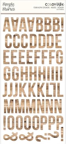 Simple Stories Color Vibe Foam Alpha Stickers 6"X12" 129/Pkg-Woods - Hickory