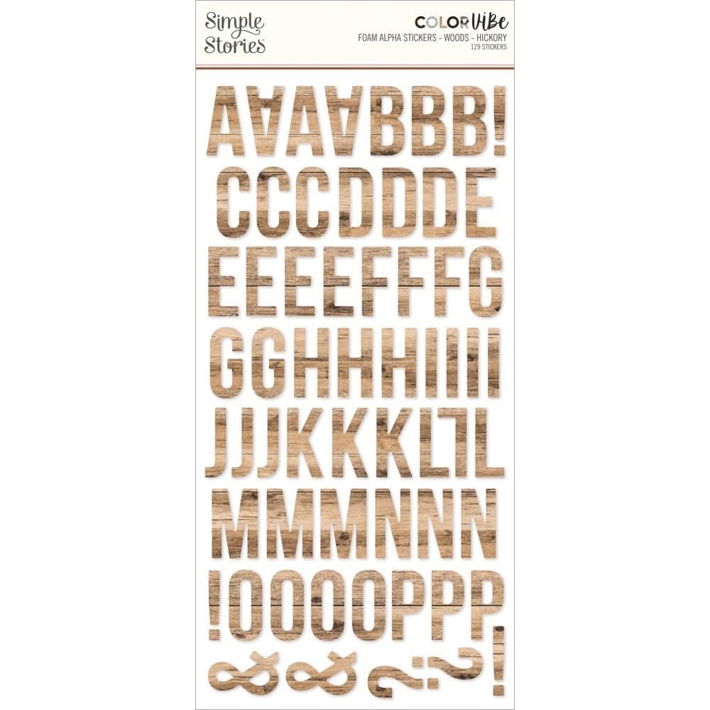 Simple Stories Color Vibe Foam Alpha Stickers 6"X12" 129/Pkg Woods Hickory lettres adhésives