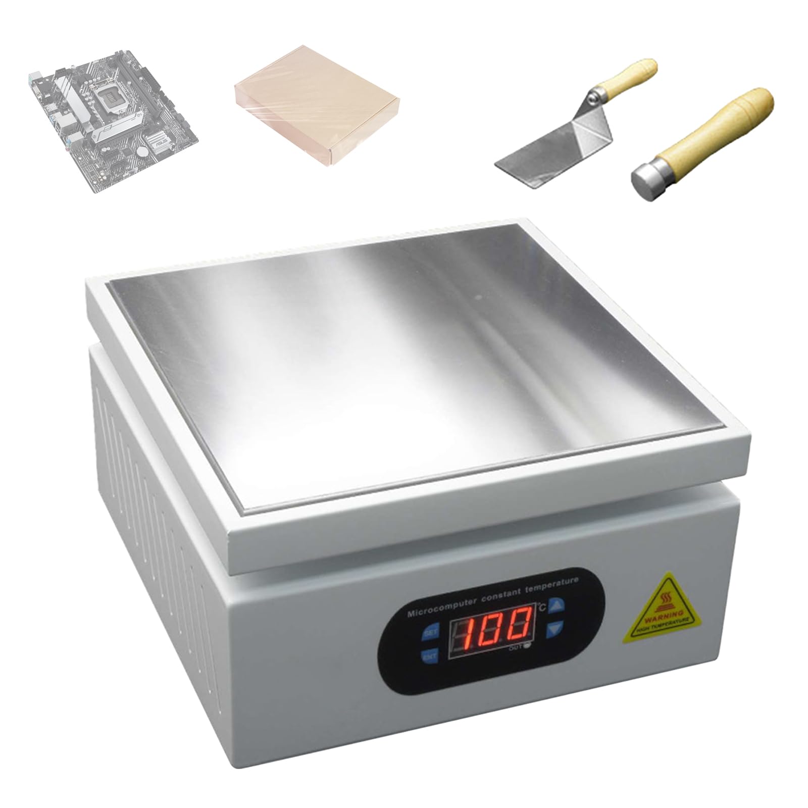 800W Lötstation Heizplatte 200x200mm, Digitale LCD Vorheizstation 0–400℃ einstellbar, Elektrische Heizplatte für PCB Platine, Handy Bildschirmreparatur & Bauteilentlötung