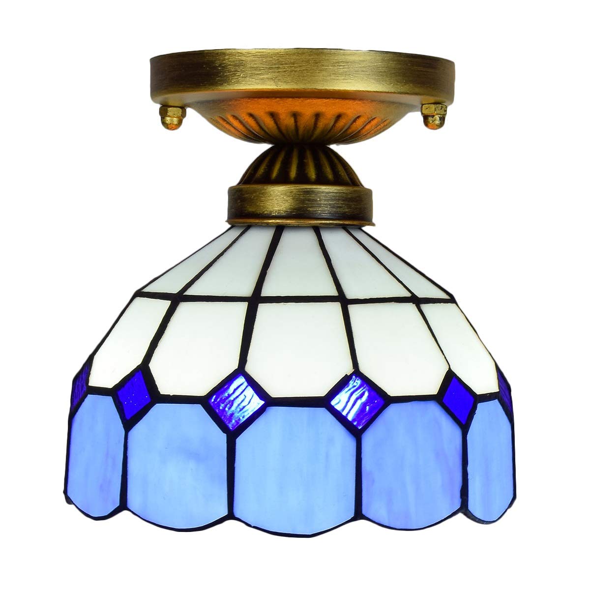 Plafonnier Tiffany bleu pour illuminer un balcon ou une allée sombre