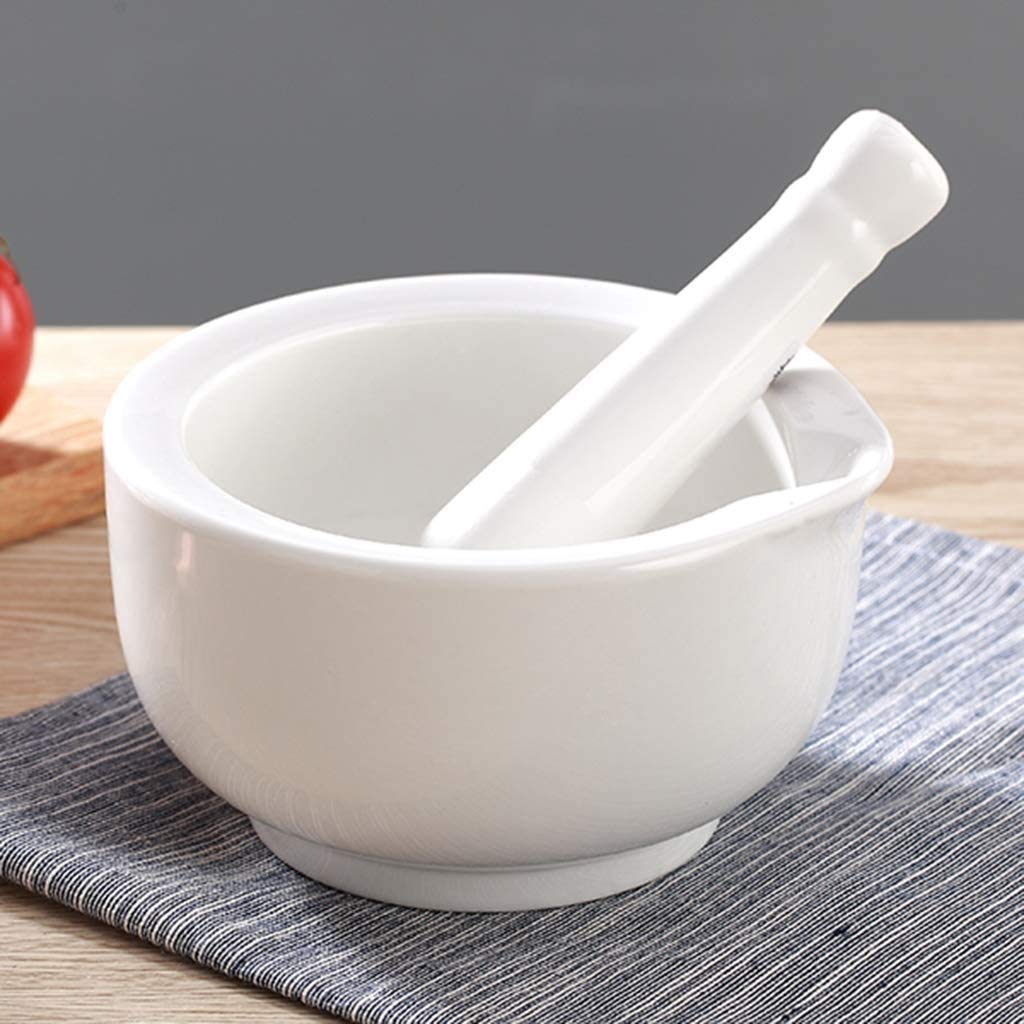 Set di Mortaio e pestello, Mortaio da Cucina e pestello, Porcellana fine-Bianca, Aspetto Lucido Ruvido Interno Cucina Creativa Gadget Multi-Funzione smerigliatrice Multifunzione (Size : B)
