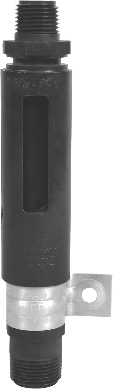 High Flow Rate Inline air gap with 1/4-inch FIP or 1/2-inch Thread Inlet and 5/8-inch Compression Fitting or 3/4-inch Thread Outlet. (AG150-002, 211212, GAP-A-FLO)