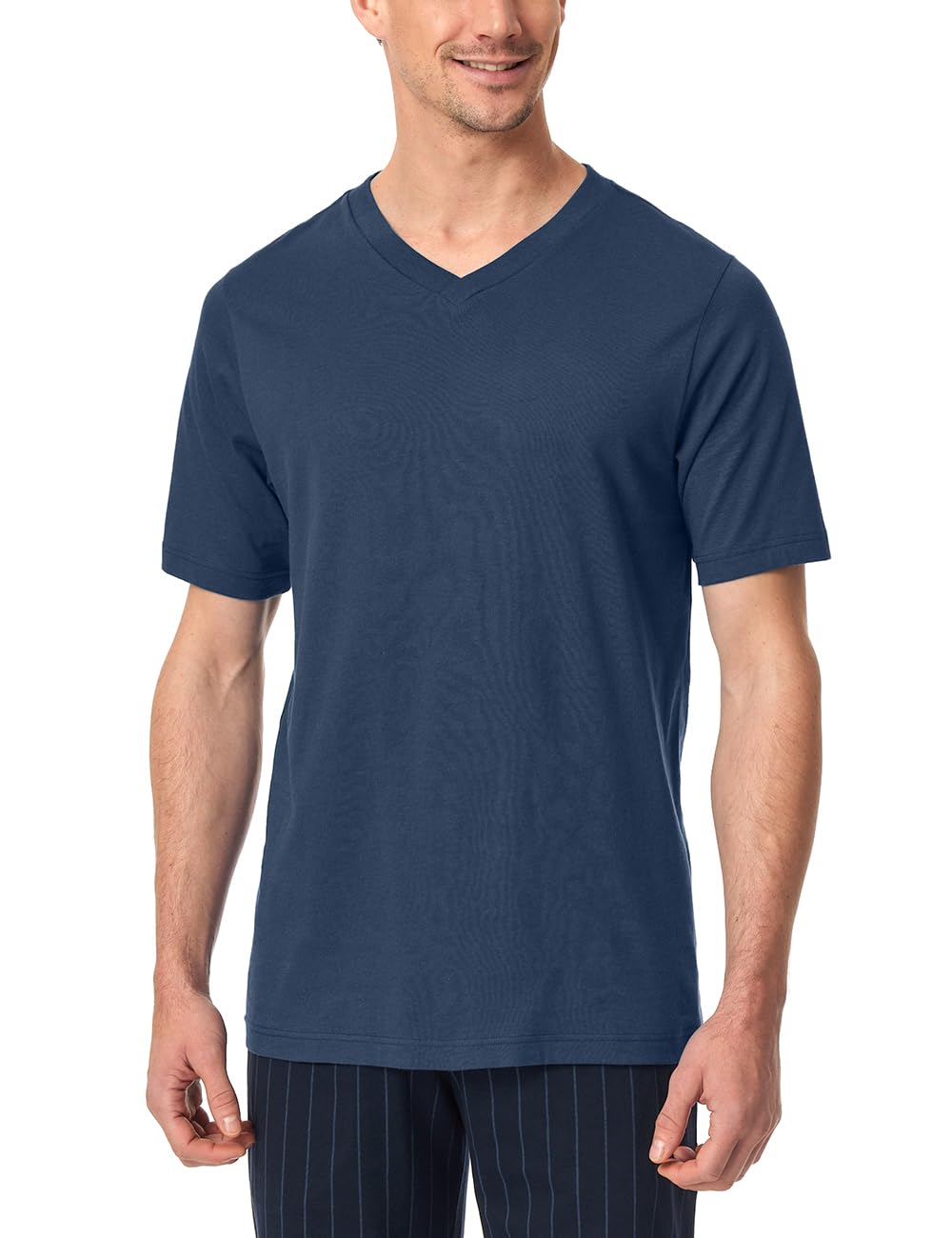 Schiesser Herren Schlafshirt Kurzarm V-Ausschnitt Bio-Baumwolle - Mix + Relax Parte Superiore del Pigiama Uomo