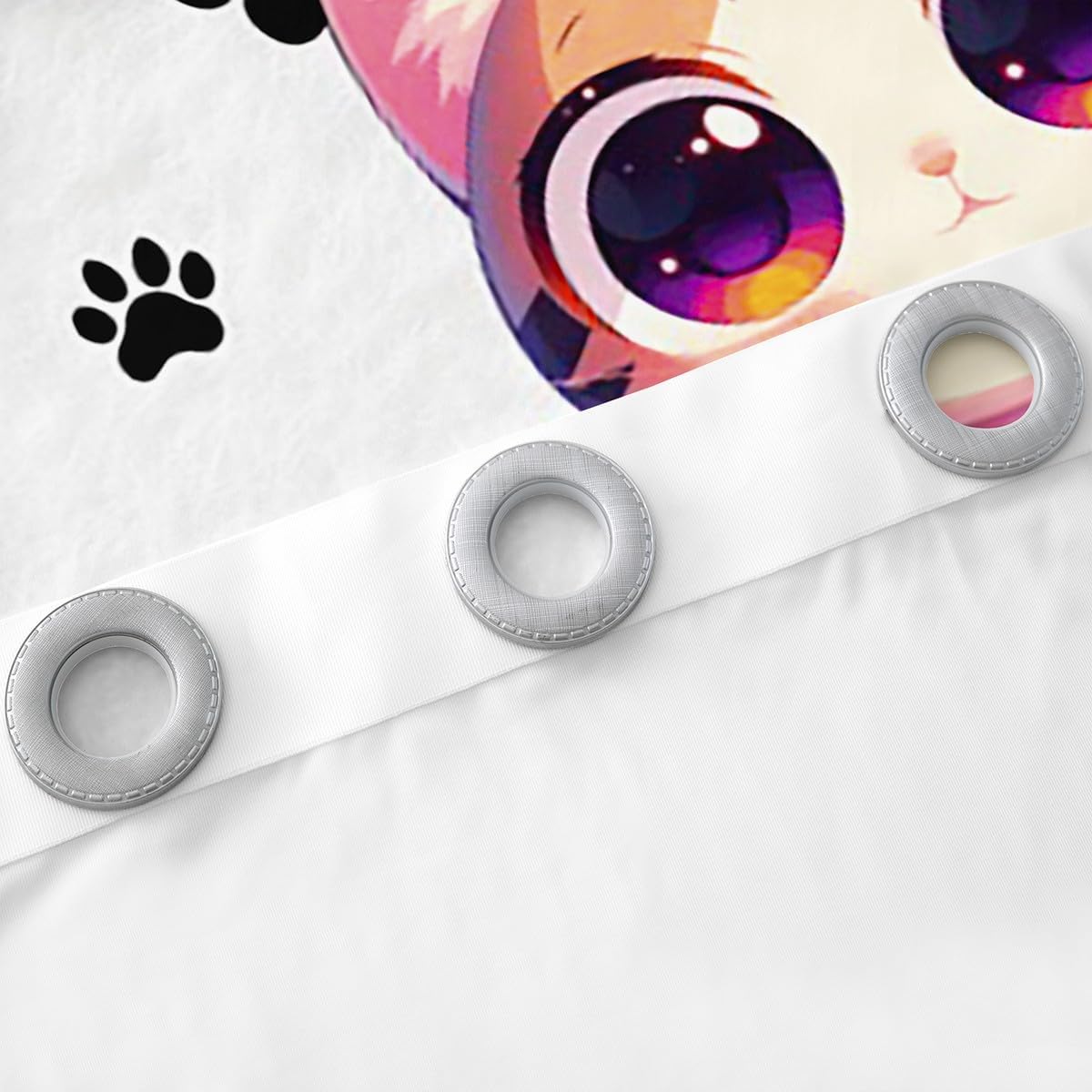 Cute Cat Curtains for Children,Cartoon Animas Light White Window Drapes Bedroom,Cat Kitten Kitty Pet Lover Window Treatment Block 30%-50% Light Grommet Top 2 Panels Decor,42Wx90L