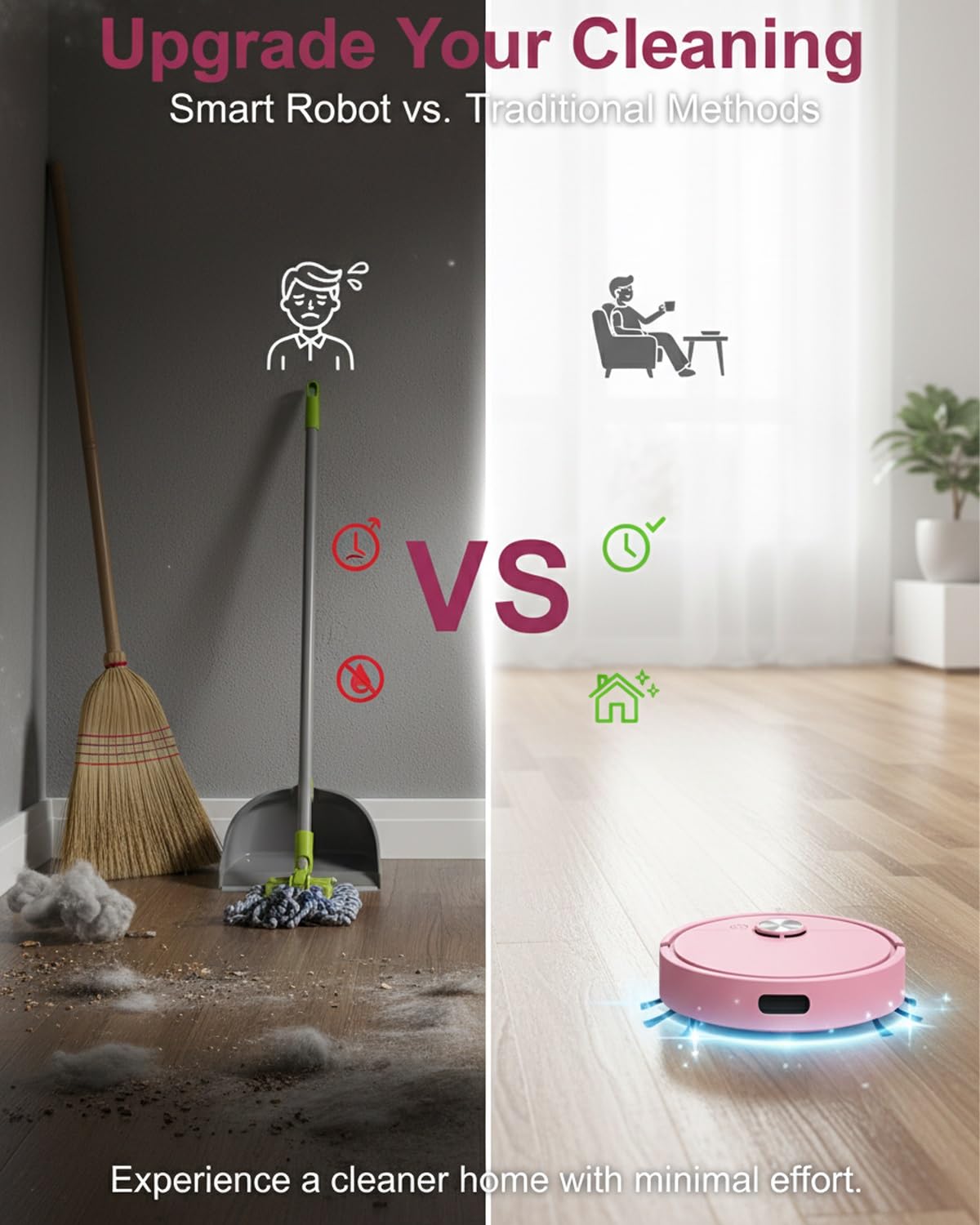 UIEWCQJ Mini Robot Vacuum for Car, Compact Mini Cleaner Sweeping Robot, 3 in 1 Rechargeable Multifunctional Smart Cleaning Machine with Wet Mopping for Hard Floors Pet Hair Carpets(White-Battery) view 7