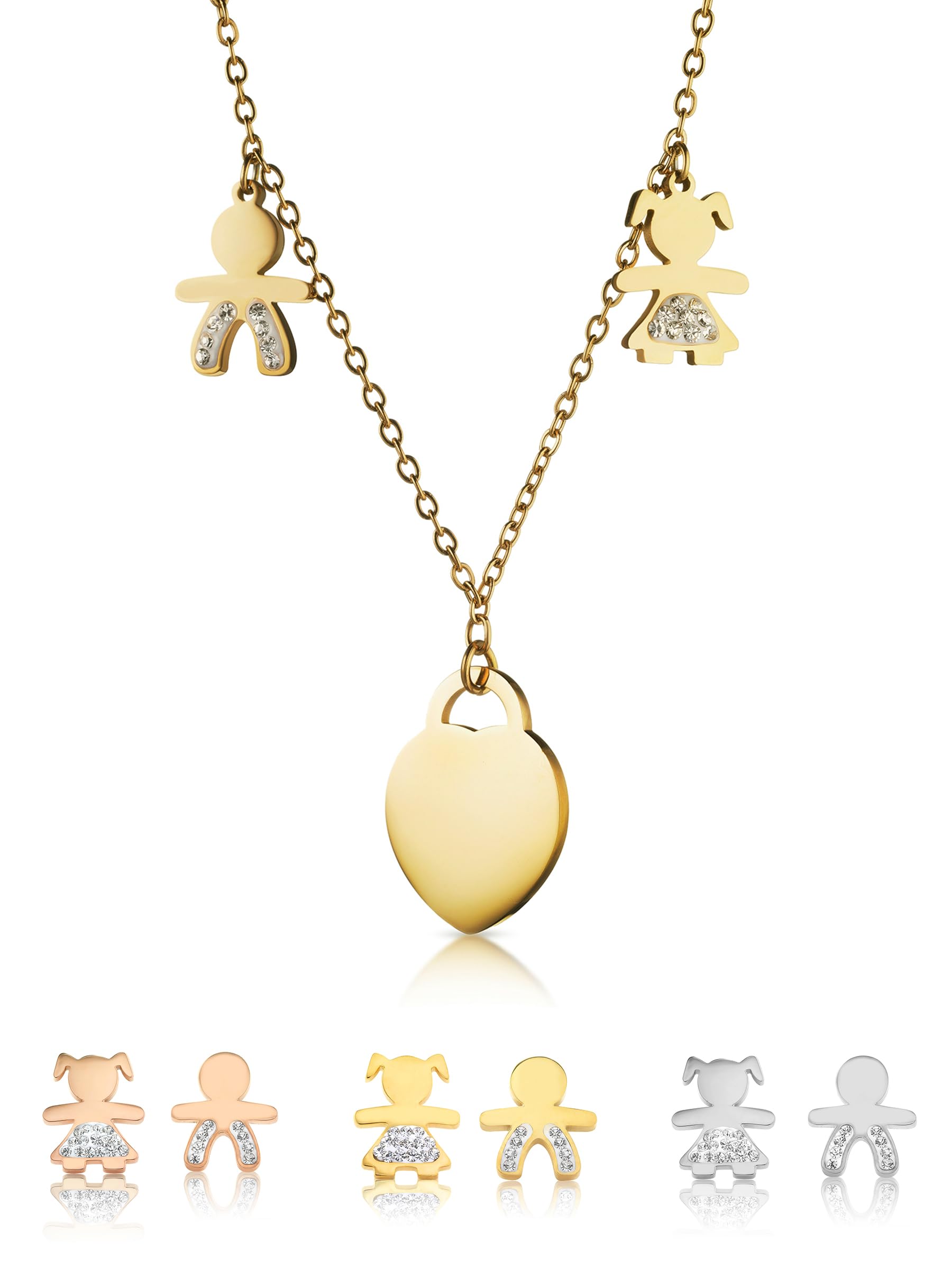 inSCINTILLE Collana Donna in Acciaio Inossidabile con Ciondolo Bebè e Cristalli Strass