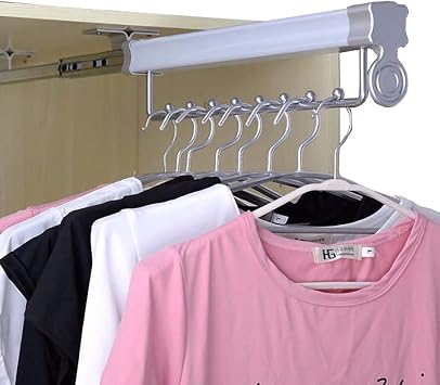 JYDQM Clothes Hanging Rod Laundry Room Cloakroom Extendable Metal Closet Rod,Pull Out Clothes Hanger Rail Adjustable Wardrobe Clothing Rail,Load 35kg Size 315mm/12.4inch, YWCG2003647