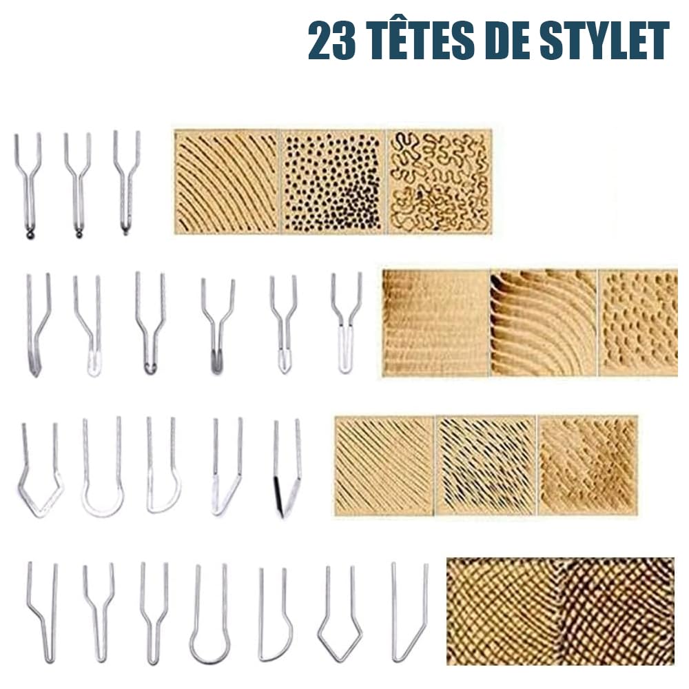 XIIW Kit de Pyrograveur sur Bois Professionnel 100W avec 2 Stylo 23 Pointes | Température Réglable 0-750°C | Graveur Bois avec LCD Stylo à Pirogravure Fer à Souder pour Adulte, Cuir, Lettre