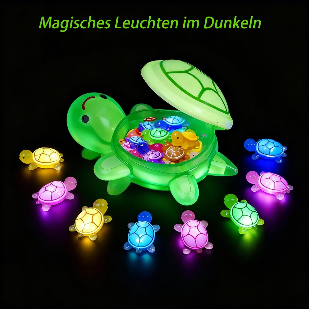 Zestaw żółwi Glow in The Dark – 30 miniaturowych żółwi + żółw duży 12 cm z żywicy, letnia dekoracja do ogrodu, krajobrazu DIY i kultury mieszkania