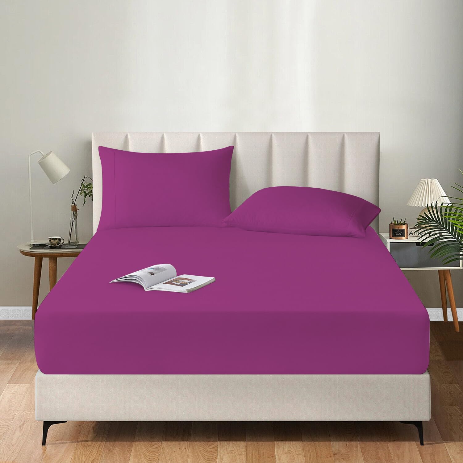 MistyMorning Extra Deep Fitted Sheet 16''/40cm, Egyptian Cotton bed sheets with 200 Thread Count - Image 2