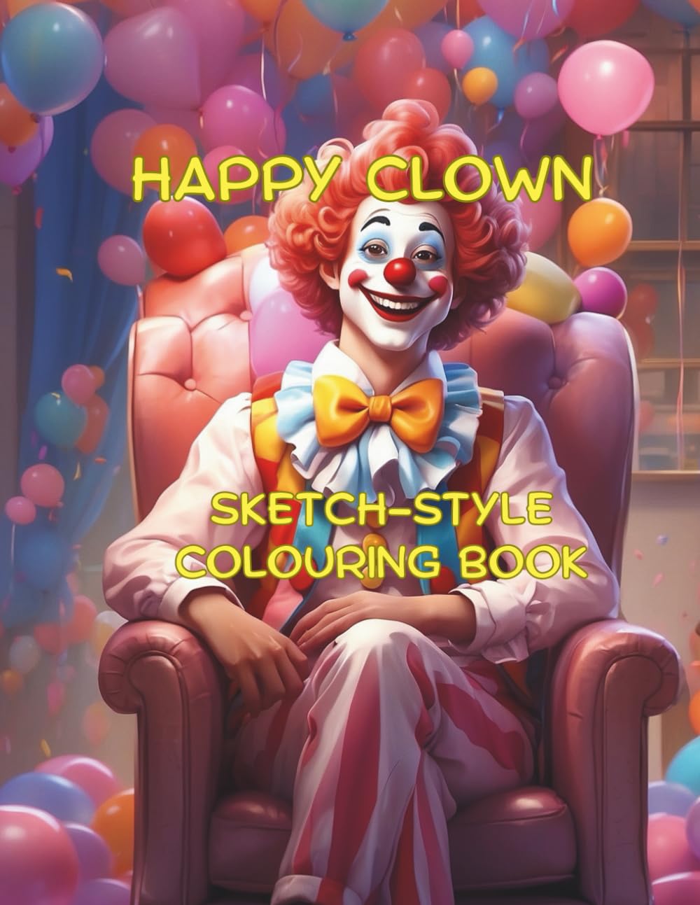 Happy Clown Sketch-Style Colouring Book