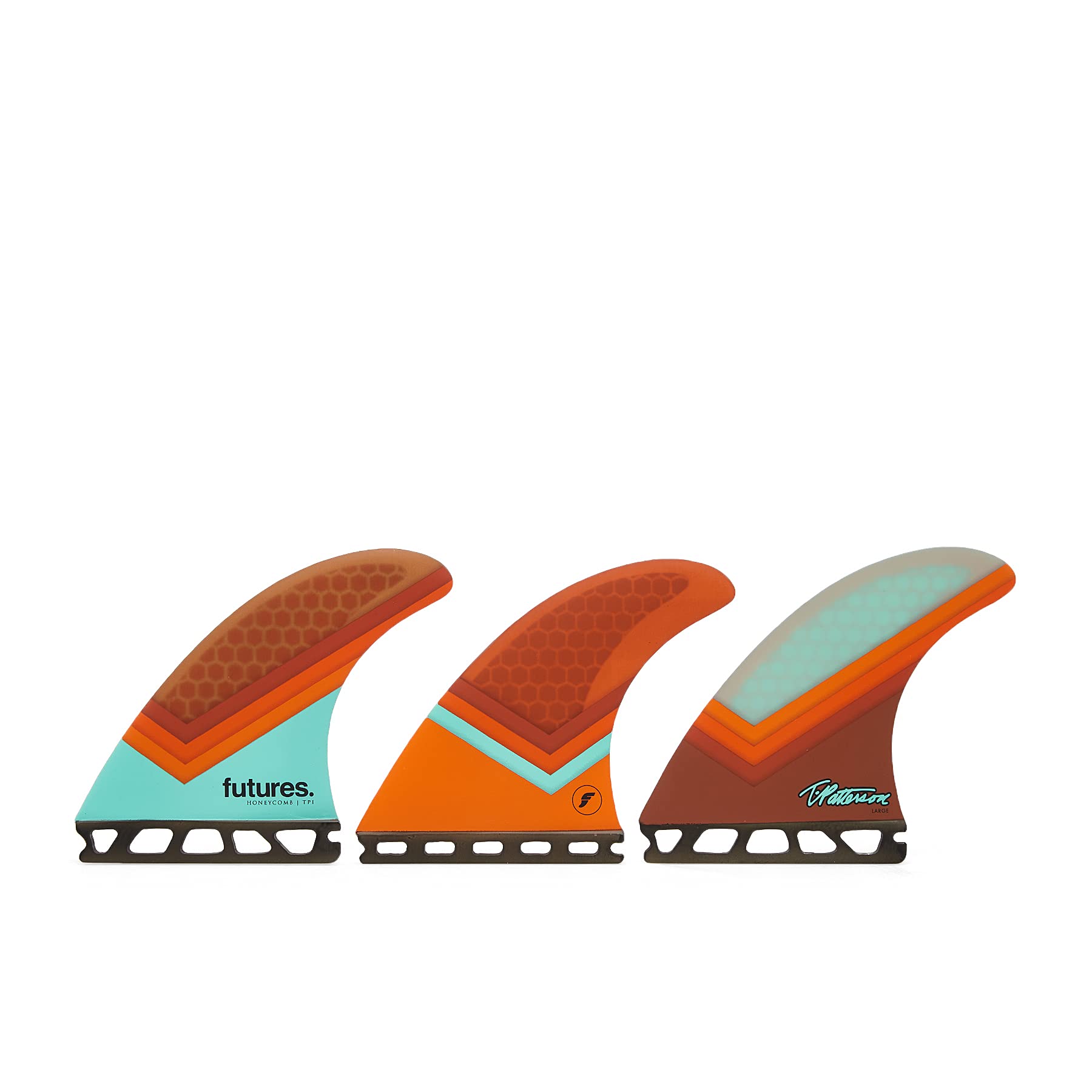 Future Fins TP1 Hexcore Teal/Orange Surfboard Thruster Fin Set