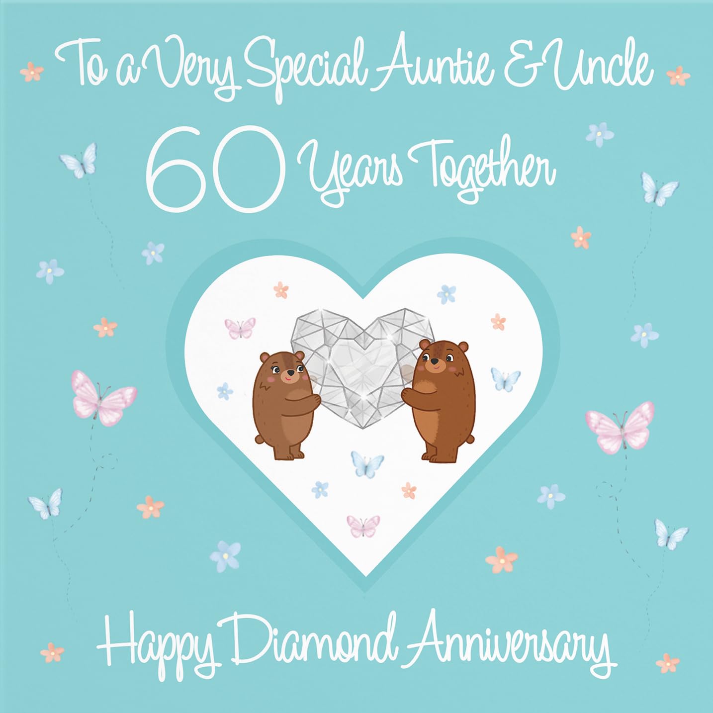 Hunts England, Auntie & Uncle 60th Anniversary Card, 60 Years, Diamond Anniversary, Romantic Meadows, Fun Card - Image 2