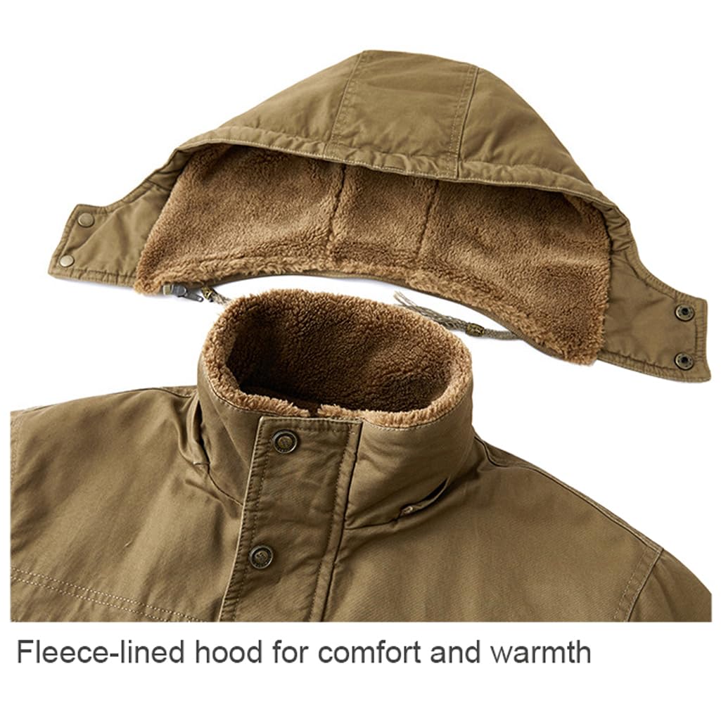 Męska zimowa kurtka robocza z podszewką polarową, płaszcz softshell z kapturem, na polowanie, wiele kieszeni, wzór cargo