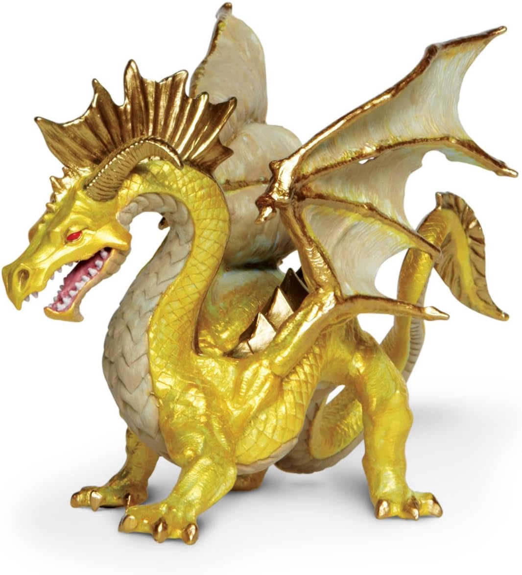 Safari Ltd. Golden Dragon Figurine - Detailed 6.75" Model Figure - Fun Educational Fantasy Play Toy for Boys, Girls & Kids Ages 4+