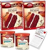 Red Velvet Cake Mix and Frosting Bundle | Betty Crocker Red Velvet Cake Cupcake Mix Pack of 2 | Betty Crocker Cream Cheese Frosting Pack of 2 | Snack Fun Shopping List Pad